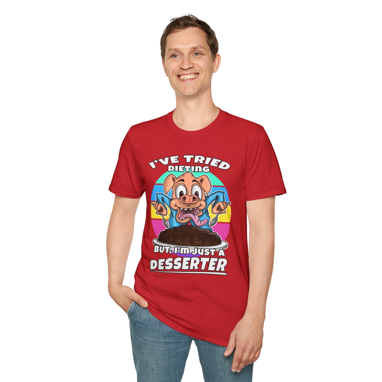 T-Shirt — "I've Tried Dieting But I'm Just a Desserter" Funny Pig Dessert Graphic Tee