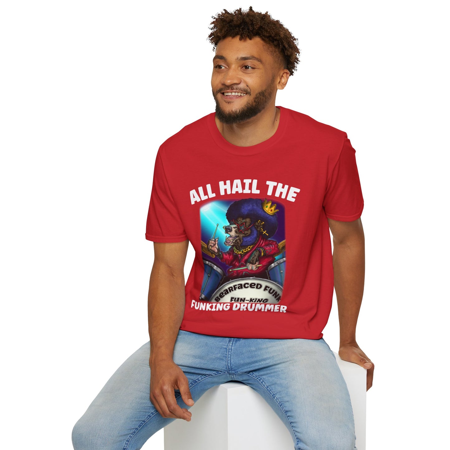 All Hail the Funking Drummer T-Shirt — Retro Funk Drum King Graphic Tee
