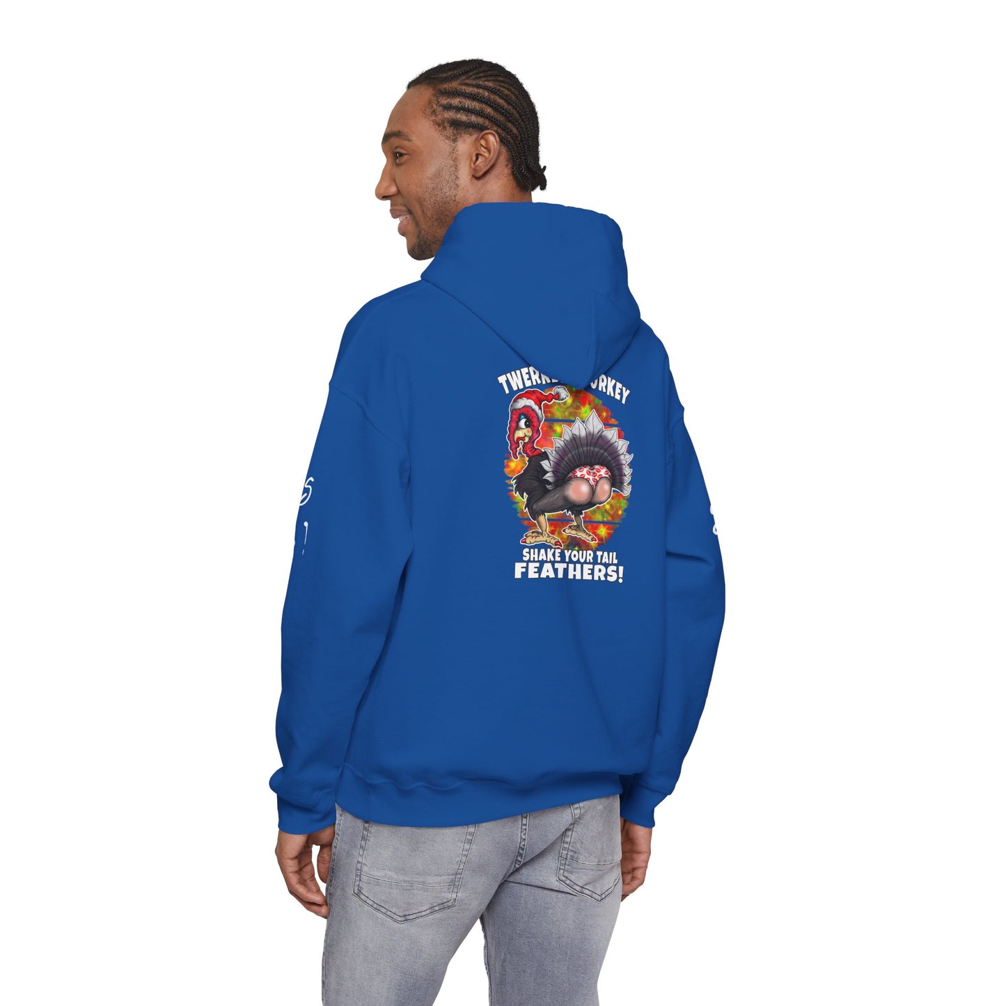 Christmas Twerking Turkey Hoodie — “Shake Tail Feathers” Funny Holiday Pullover