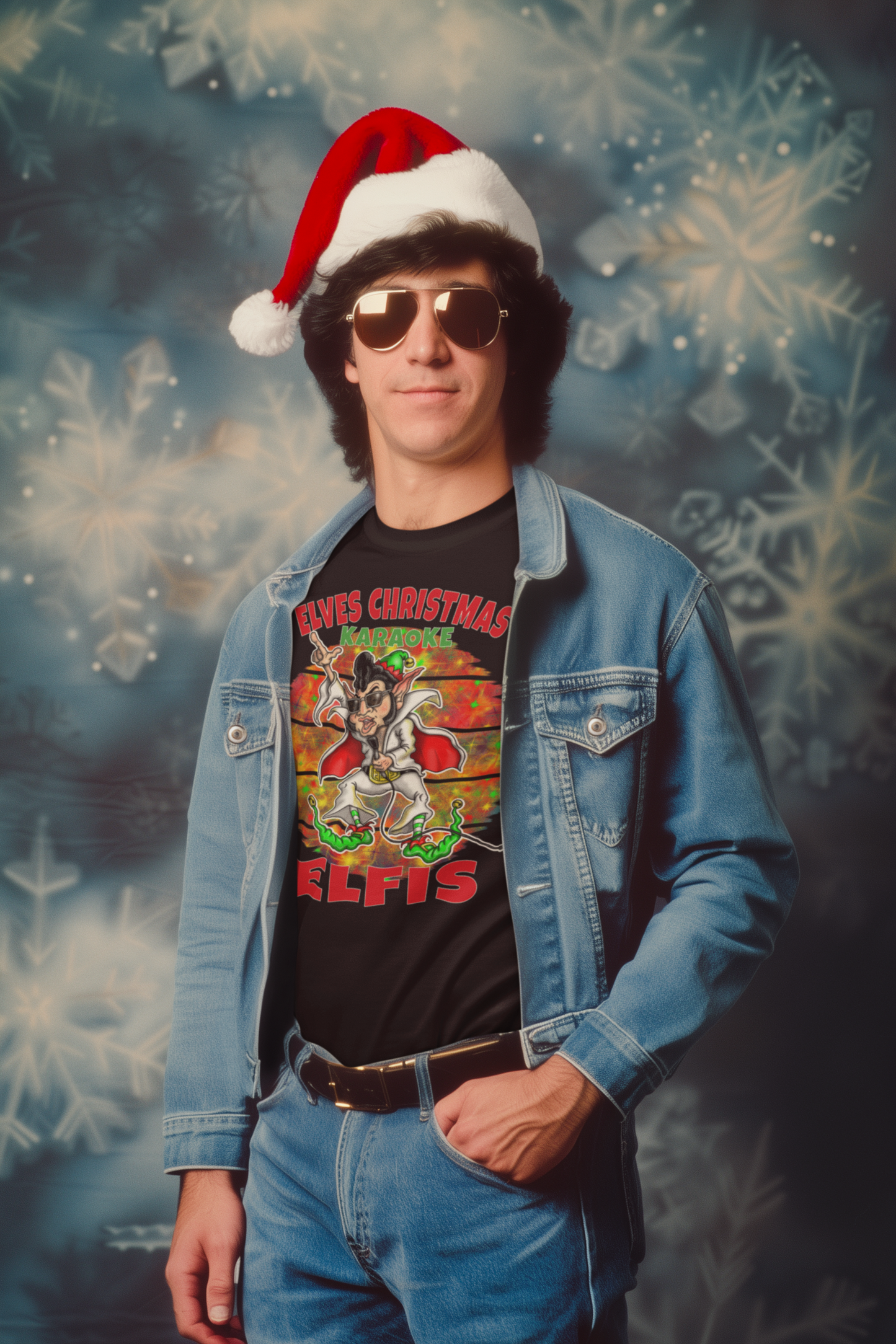 Elfis Christmas T-Shirt — 'Elves Christmas Karaoke' Retro Holiday Tee
