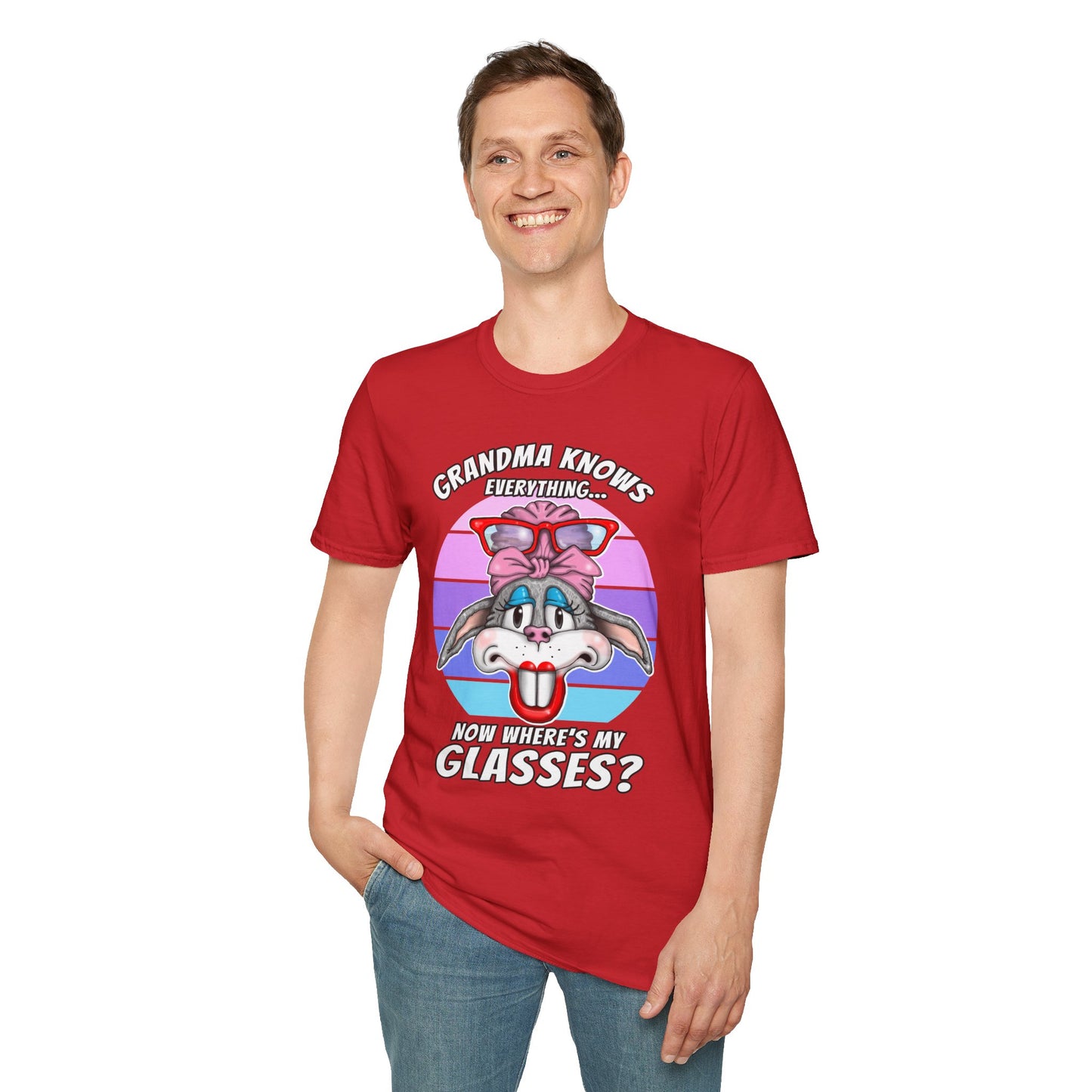 Grandma Knows Everything T-Shirt — Cute Bunny 'Now Where's My Glasses?' Gift
