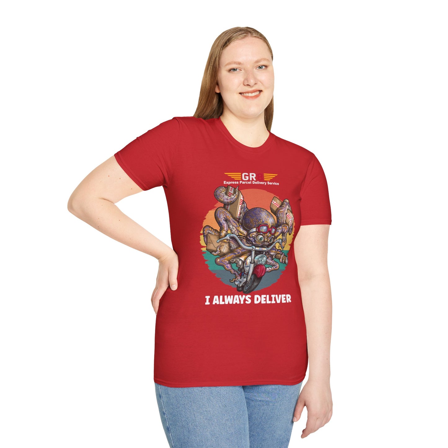 Delivery Octopus T-Shirt — "GR8 Express Parcel Delivery Service" Graphic Tee