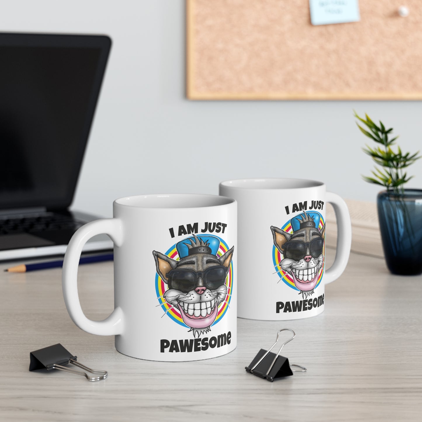 Pawesome Cat Mug — "I Am Just Pawesome" Funny Cat Coffee Cup, Novelty Gift for Cat Lovers