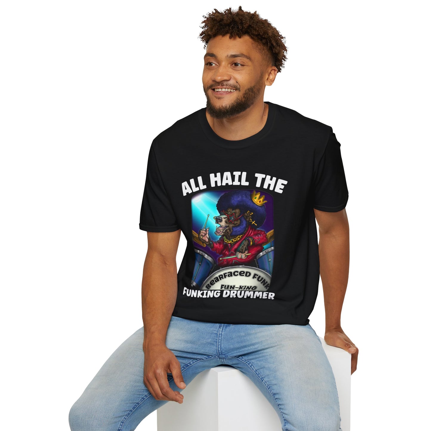 All Hail the Funking Drummer T-Shirt — Retro Funk Drum King Graphic Tee
