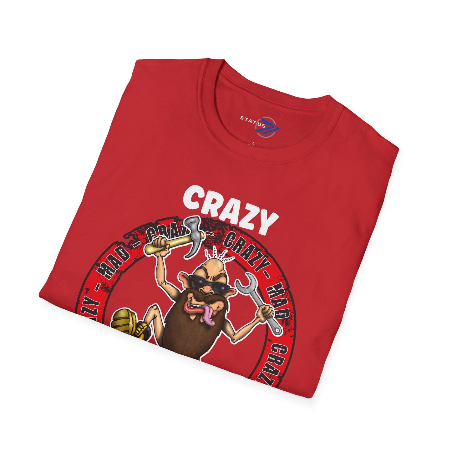 Crazy Mechanic T-Shirt — Funny Wrench Cartoon Tee for Auto Technicians