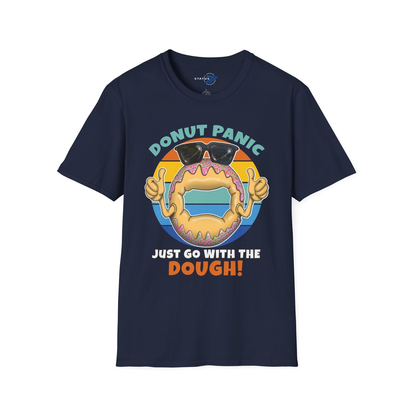 Donut Panic T-Shirt — "Just Go With The Dough" Funny Bakery Graphic Tee