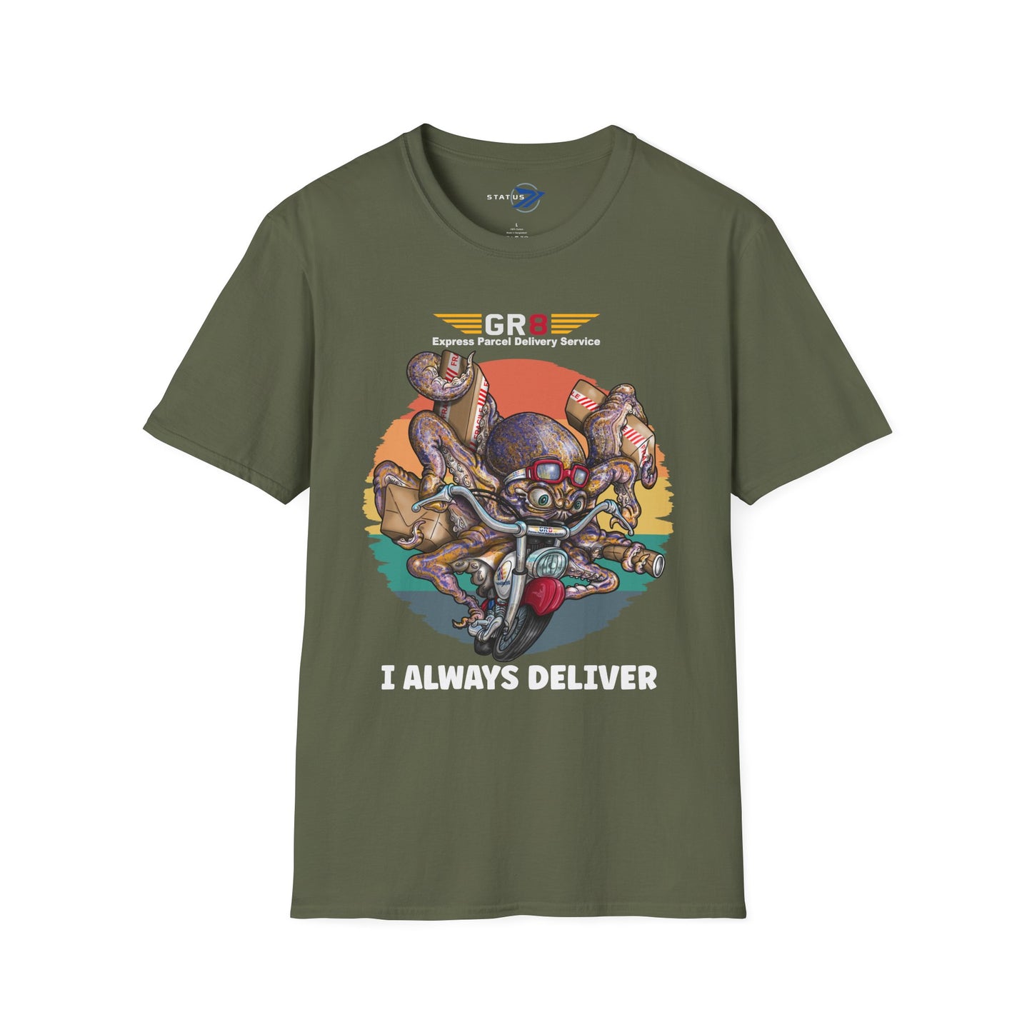 Delivery Octopus T-Shirt — "GR8 Express Parcel Delivery Service" Graphic Tee