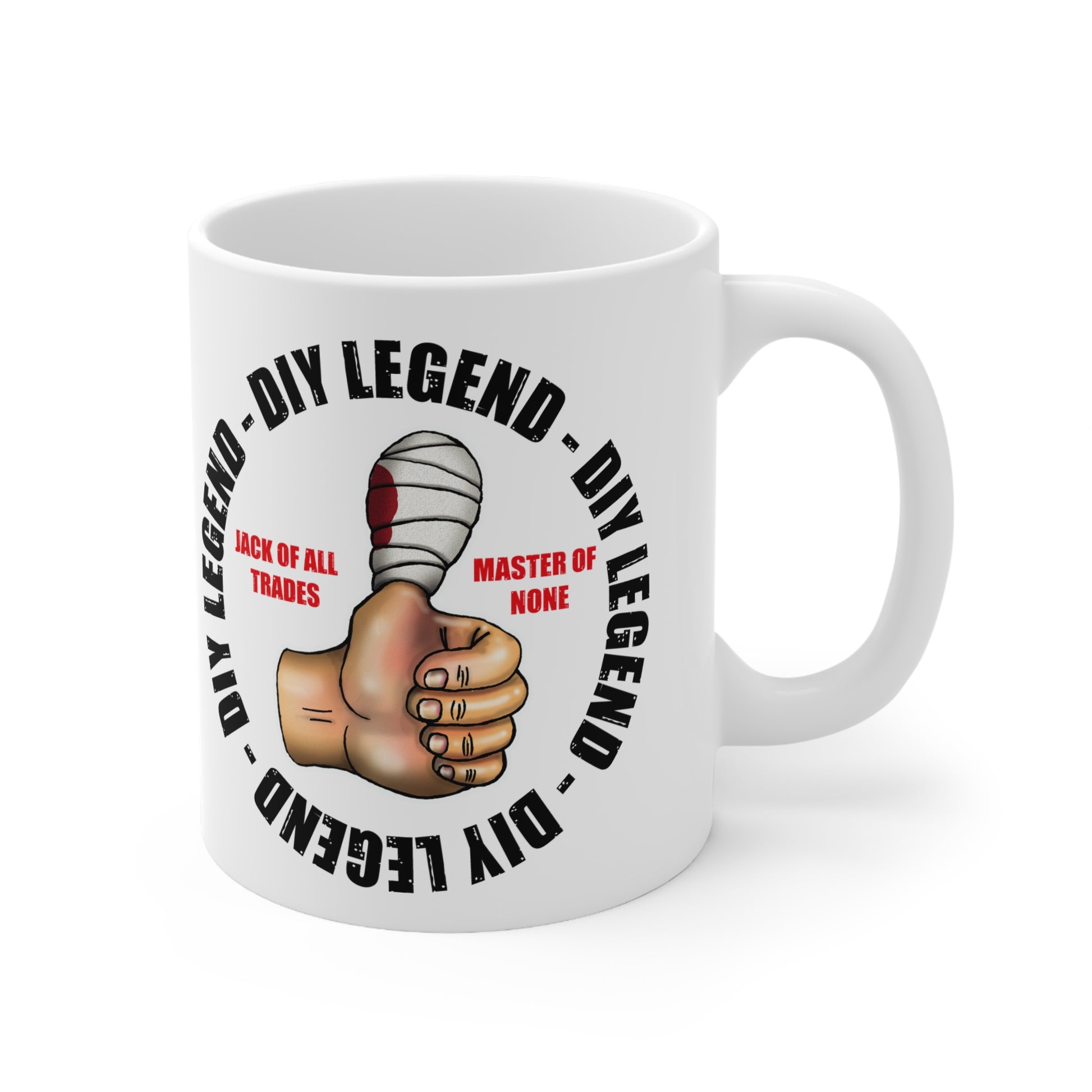 DIY Legend Mug — Thumbs Up 'Jack of All Trades, Master of None' Ceramic Coffee Cup