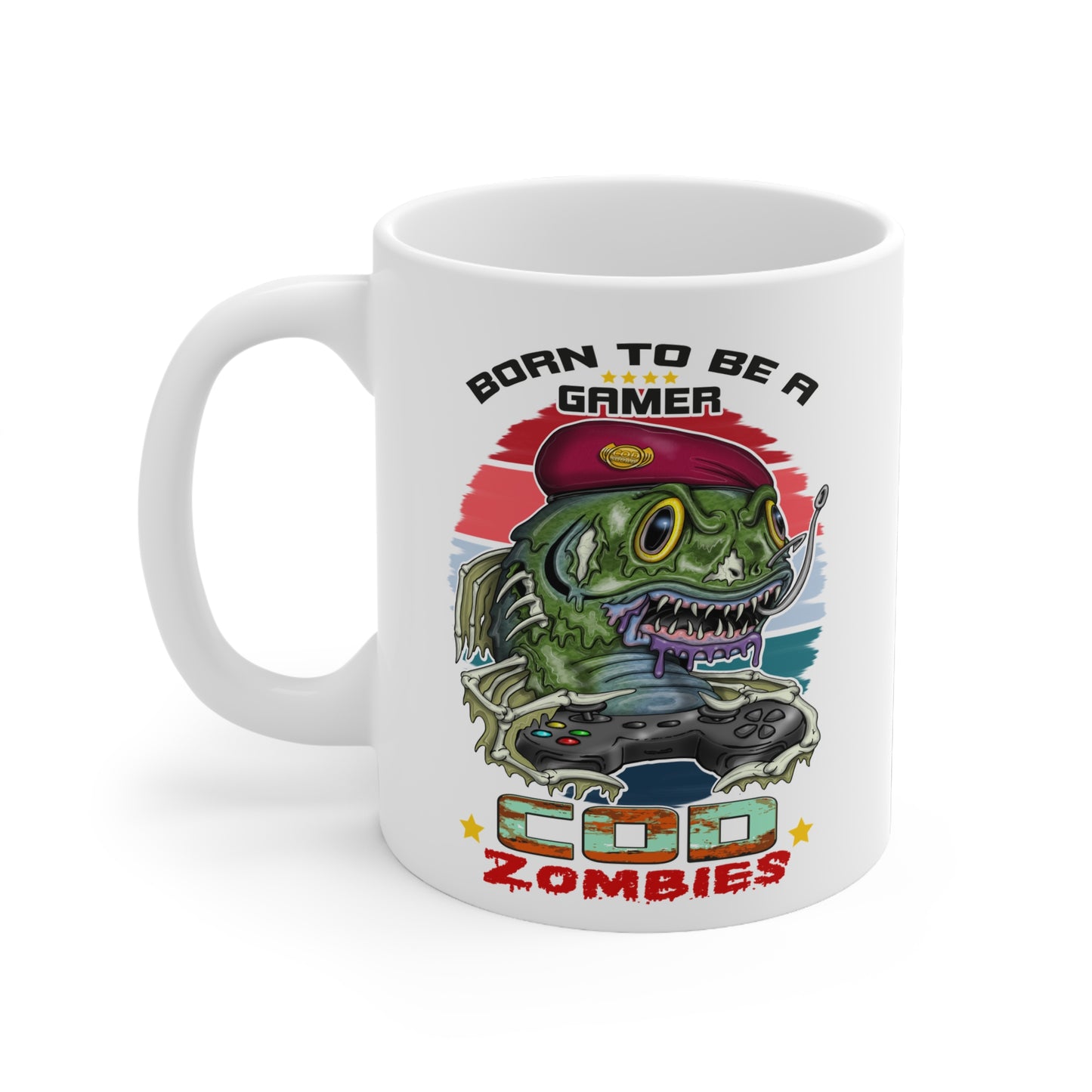 Gamer Mug — "Born to Be a Gamer" COD Zombies Ceramic Coffee Cup