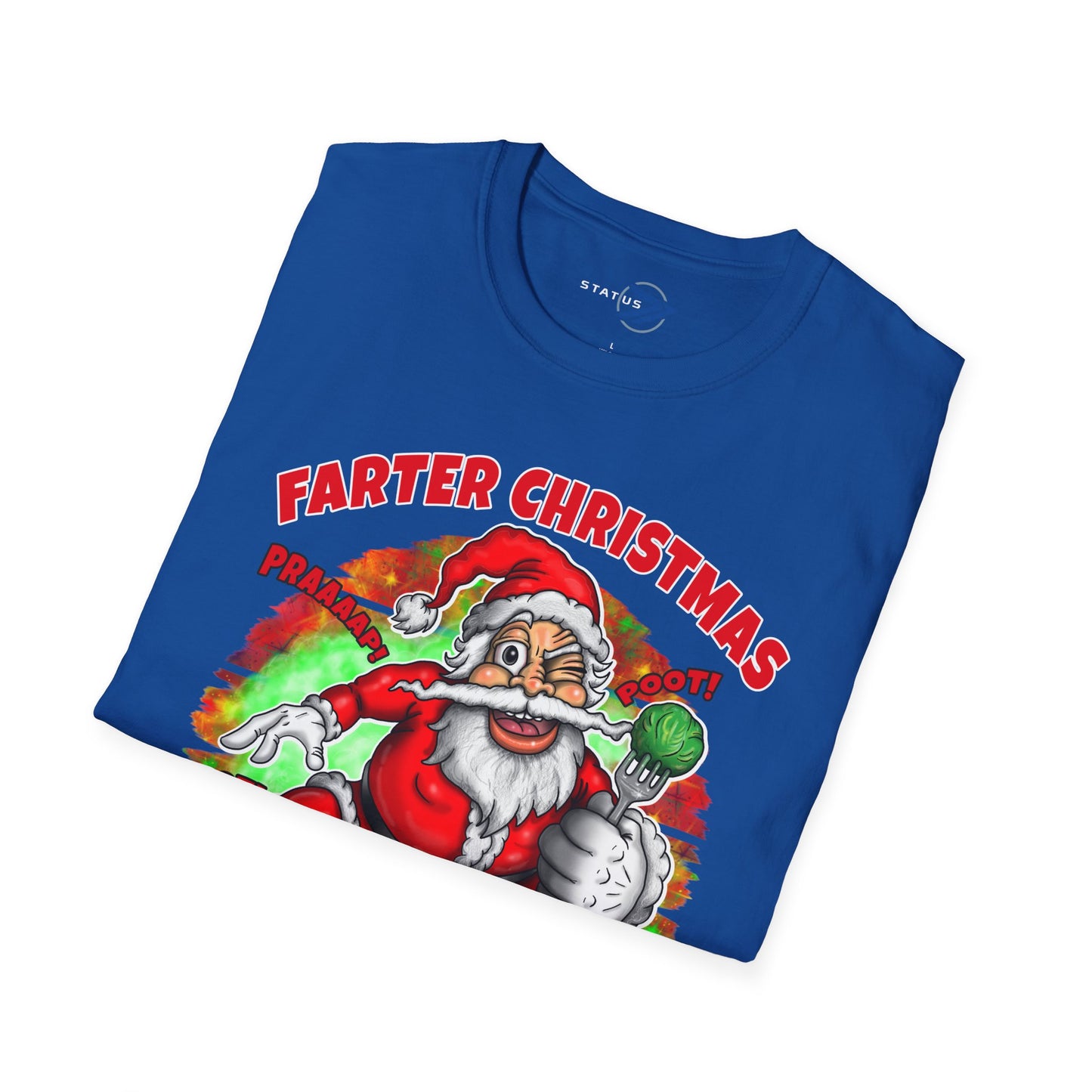 Funny Christmas T-Shirt — "Farter Christmas: No Sprout About It!" Santa Graphic Tee
