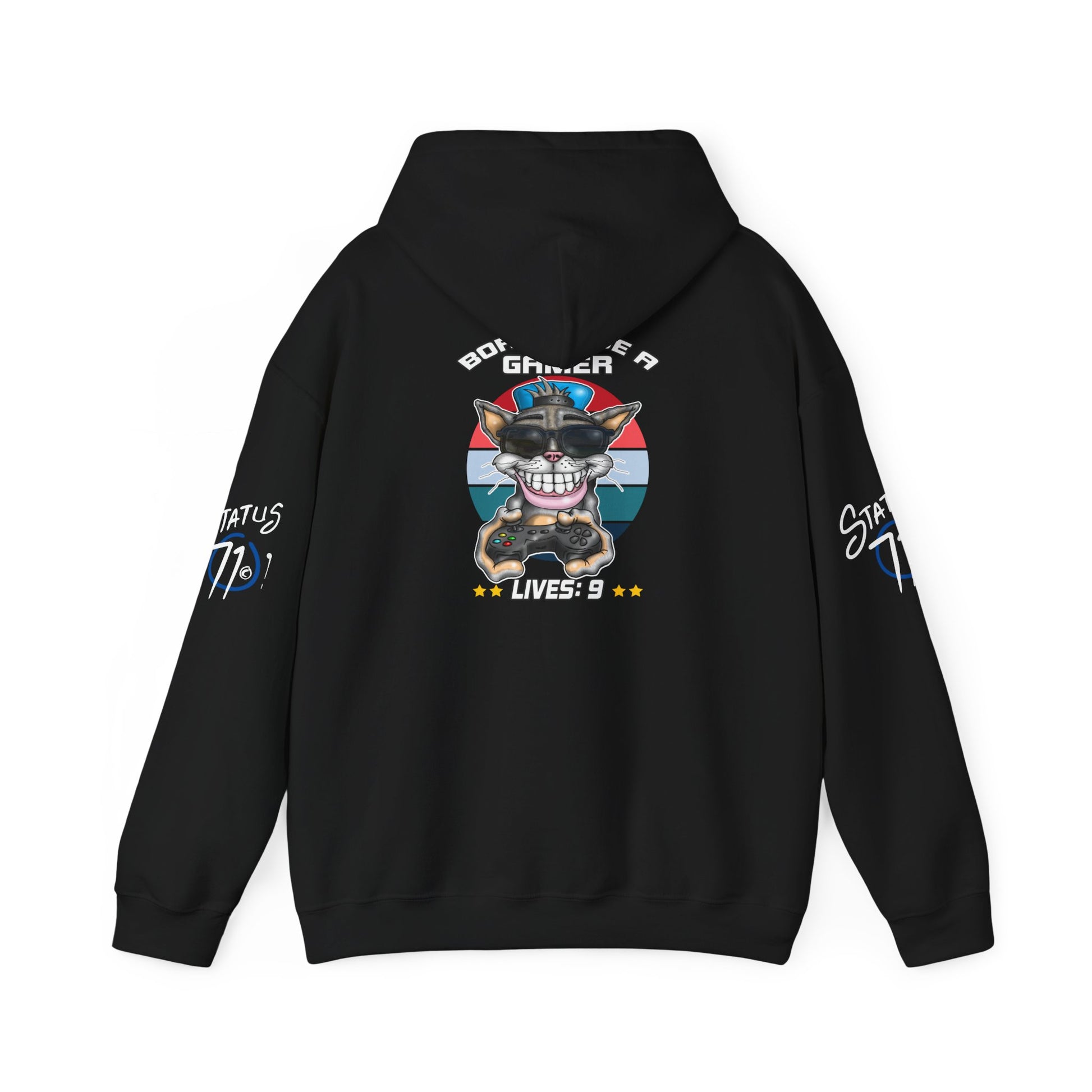 Gamer Cat Hoodie — Funny Gamer Cat Design on Back