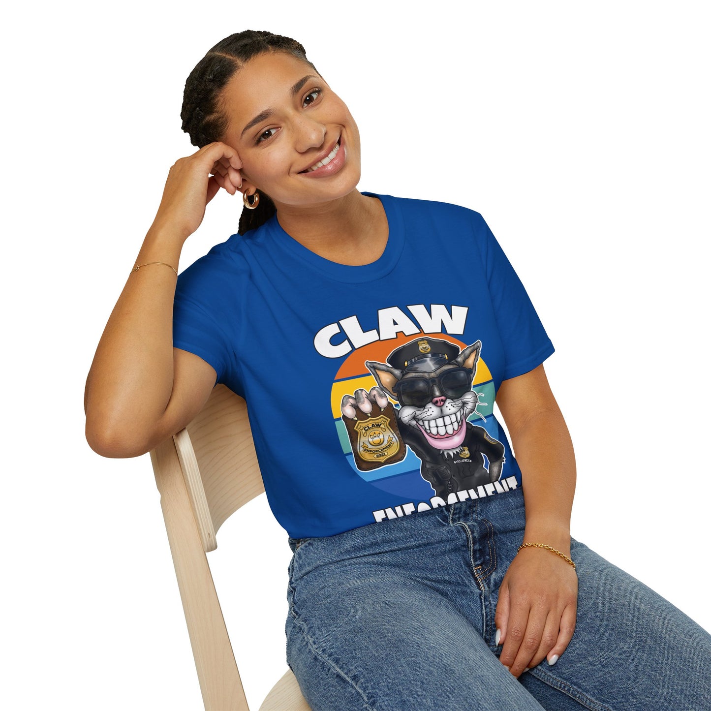 Claw Enforcement T-Shirt — Funny Police Cat Badge Tee