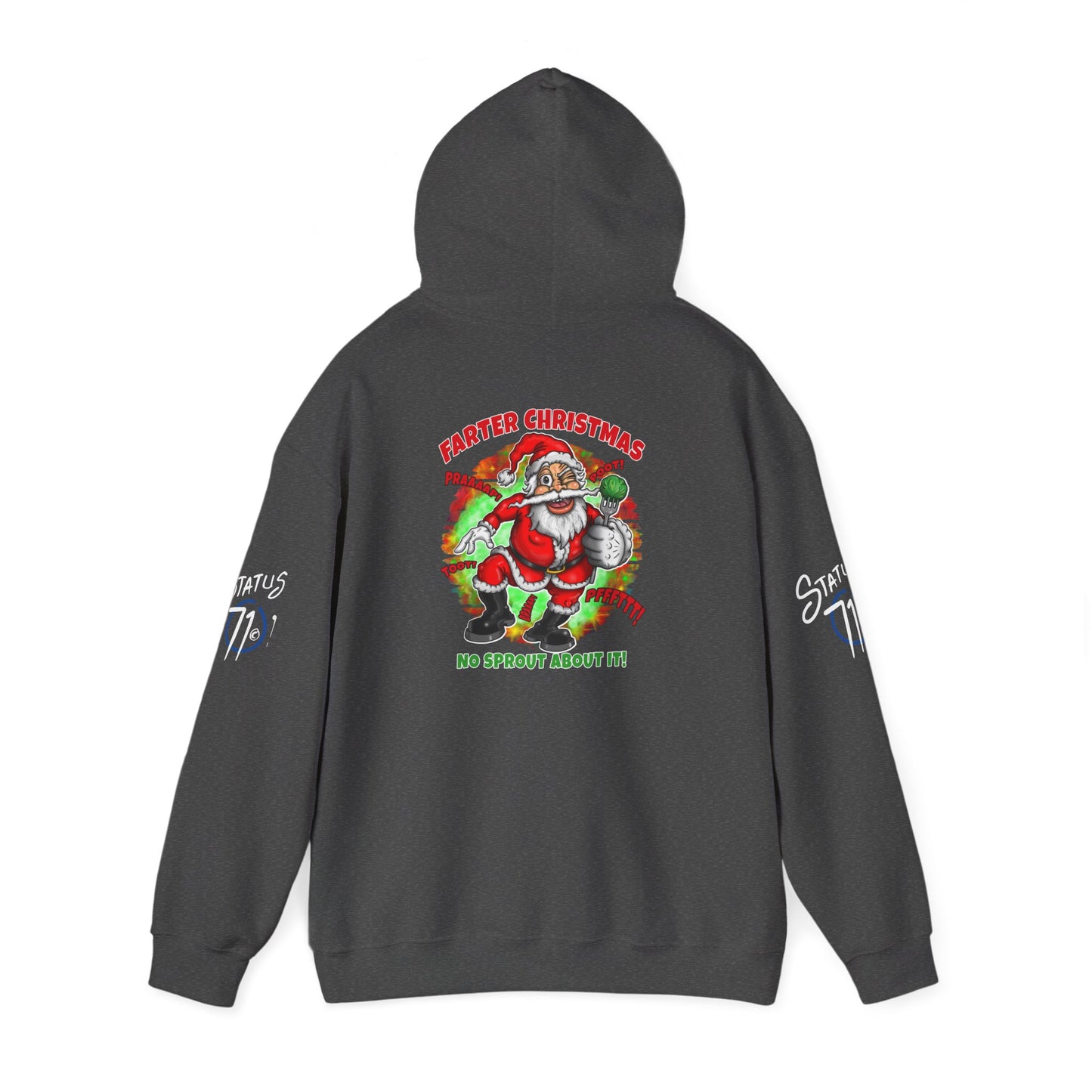 Farter Christmas Crazy Santa Hoodie — “No Sprout About It” Funny Holiday Pullover
