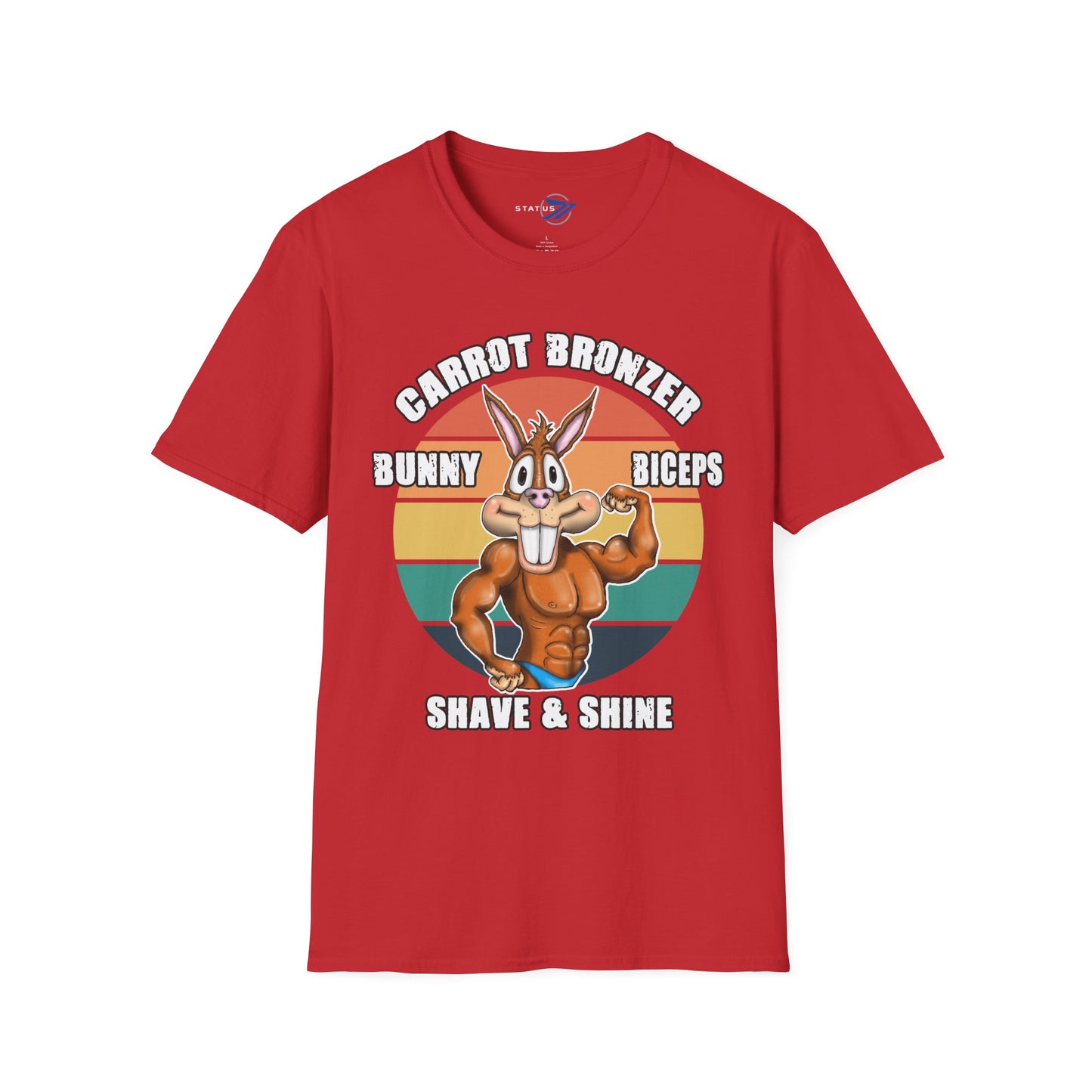 Carrot Bronzer Bunny Biceps T-Shirt — Funny Easter Fitness Graphic Tee