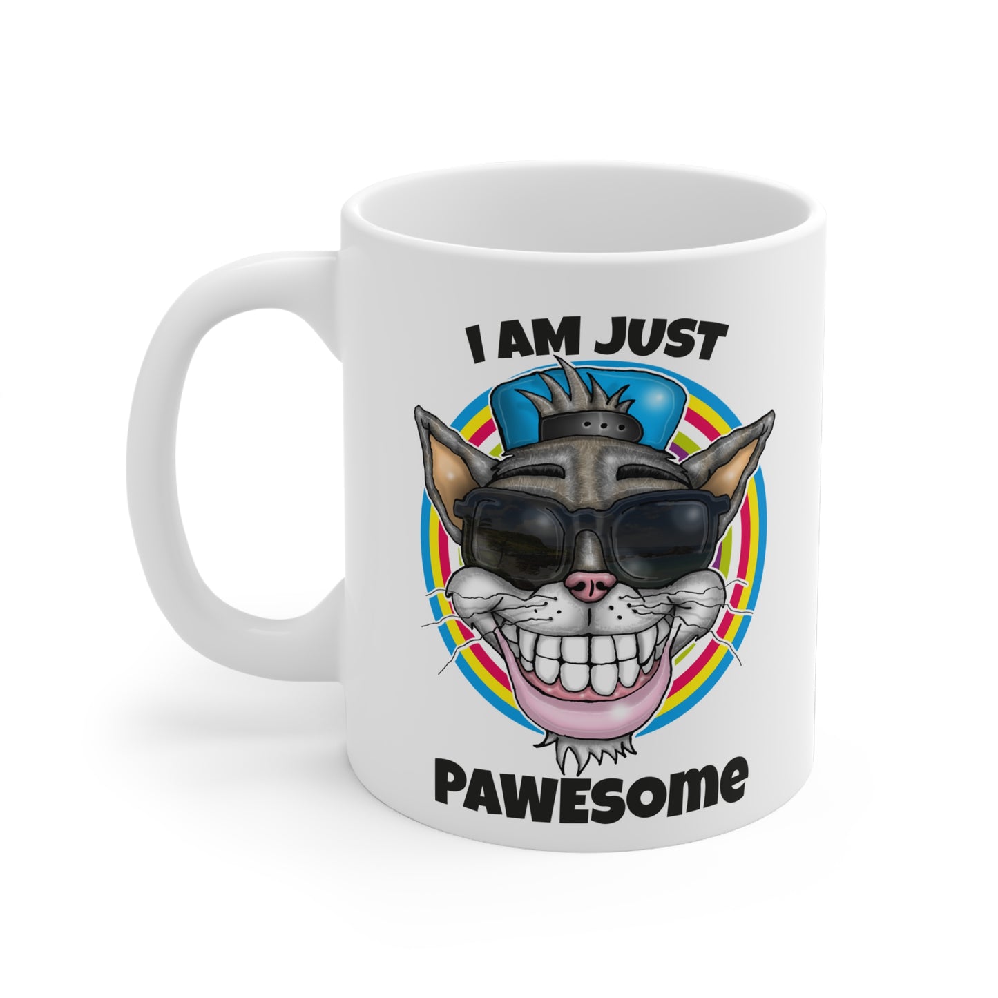 Pawesome Cat Mug — "I Am Just Pawesome" Funny Cat Coffee Cup, Novelty Gift for Cat Lovers