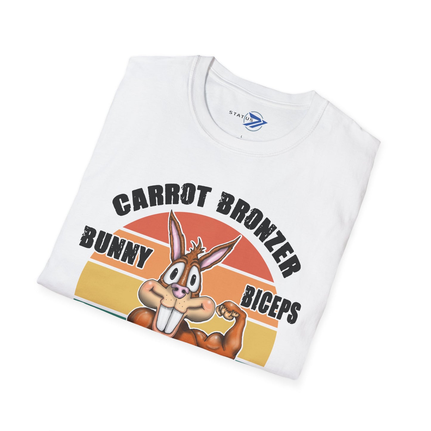 Carrot Bronzer Bunny Biceps T-Shirt — Funny Easter Fitness Graphic Tee