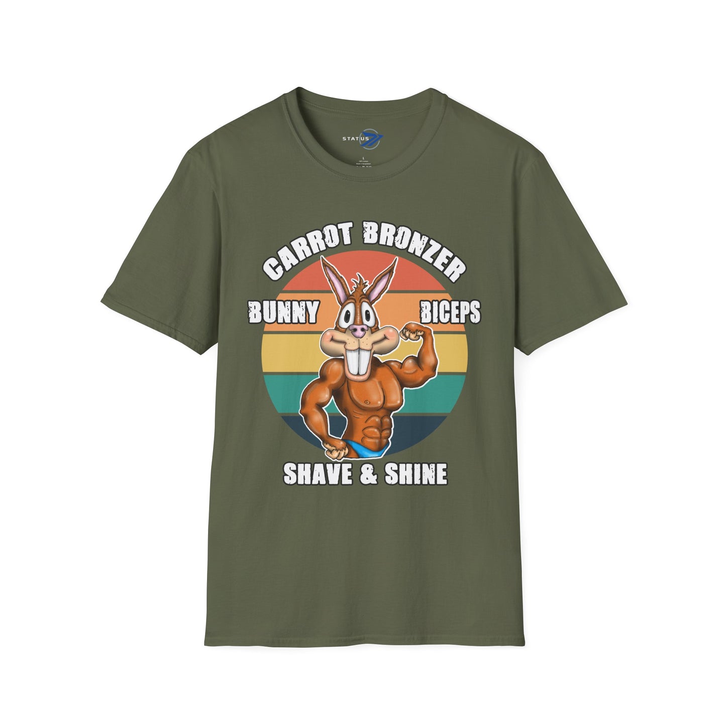 Carrot Bronzer Bunny Biceps T-Shirt — Funny Easter Fitness Graphic Tee
