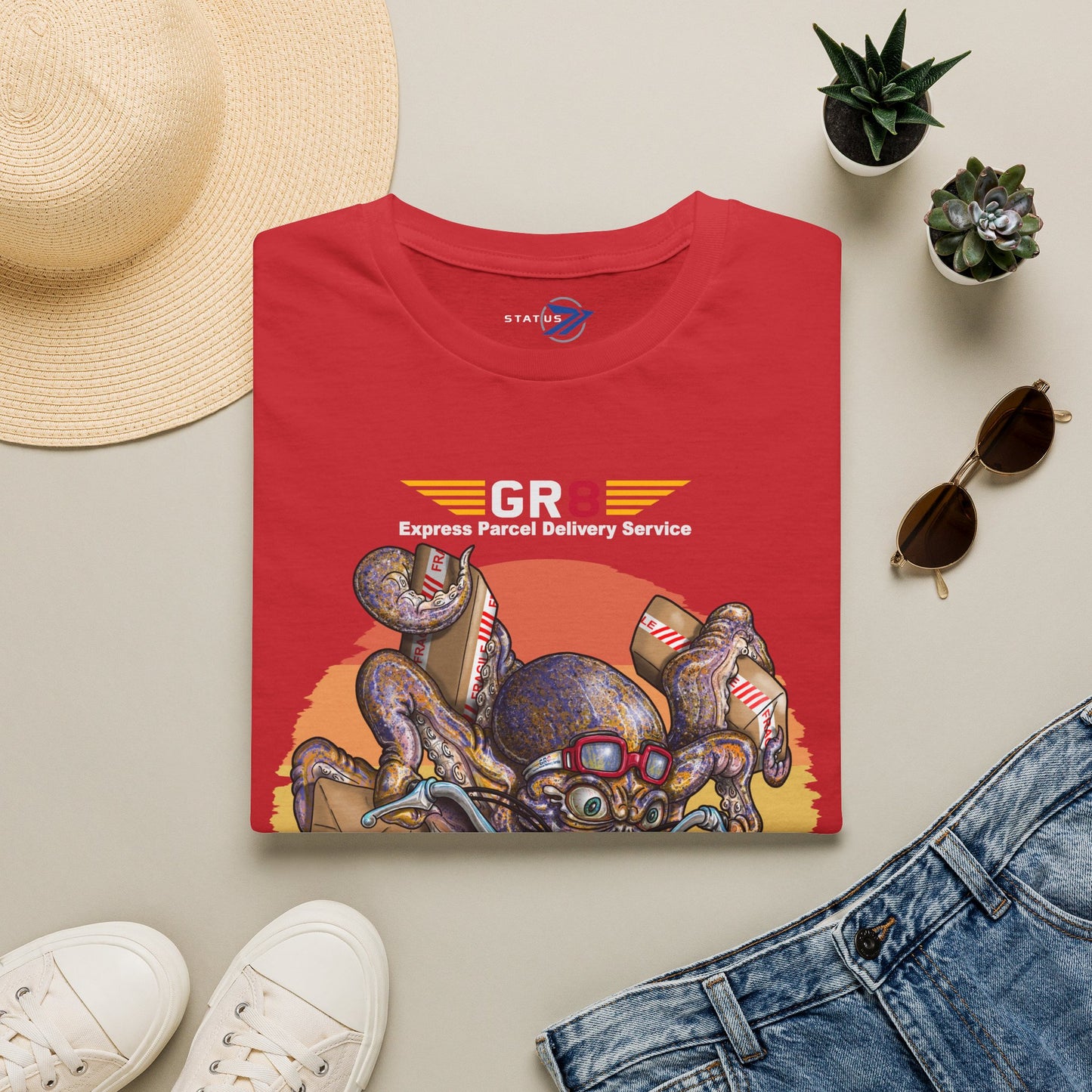 Delivery Octopus T-Shirt — "GR8 Express Parcel Delivery Service" Graphic Tee