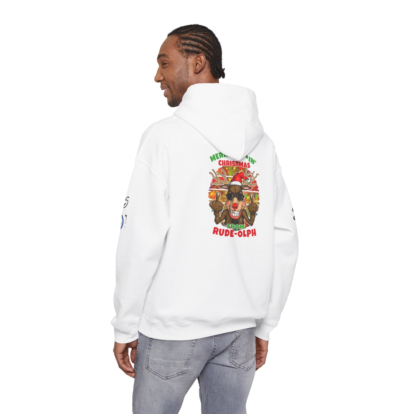 Christmas Rude Rudolph Reindeer Hoodie — Funny Holiday Pullover