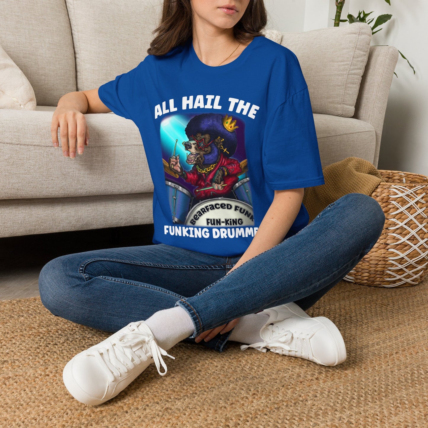 All Hail the Funking Drummer T-Shirt — Retro Funk Drum King Graphic Tee