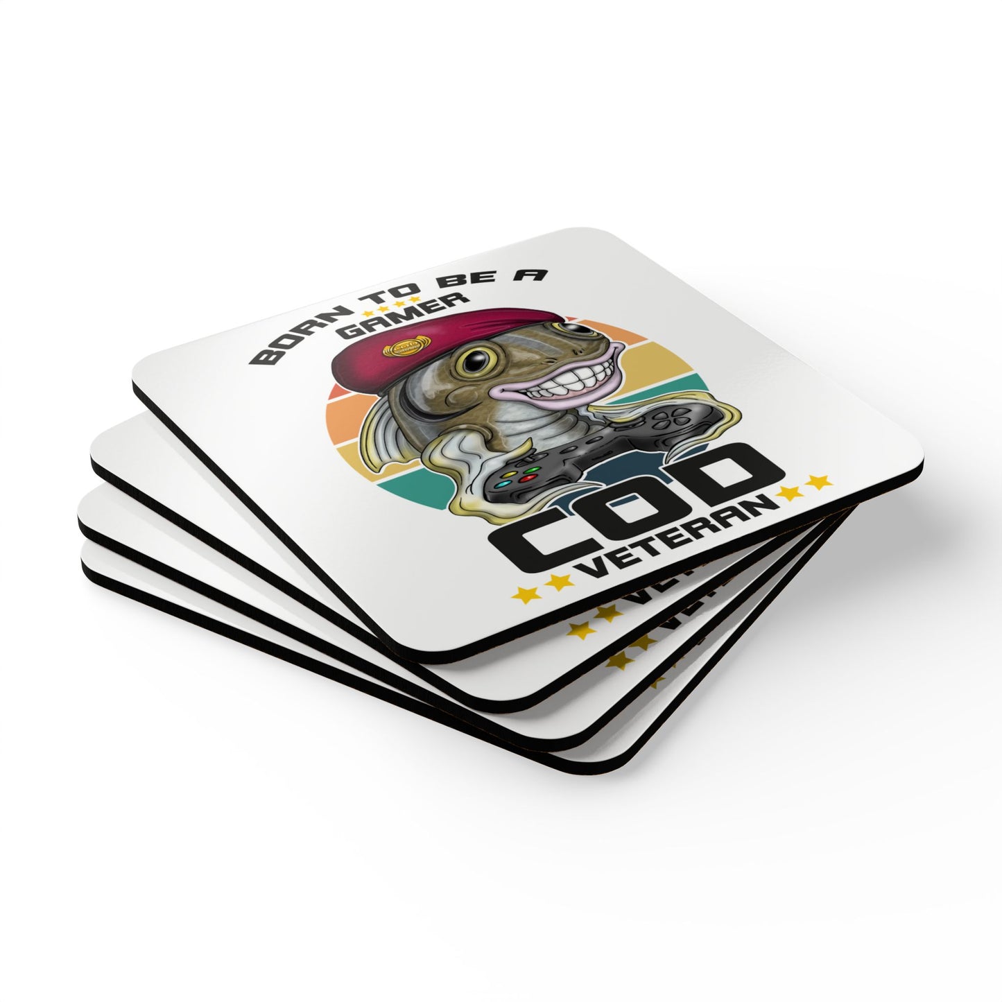 Coaster — "Born to Be a Gamer" COD Veteran Corkwood Coaster Set