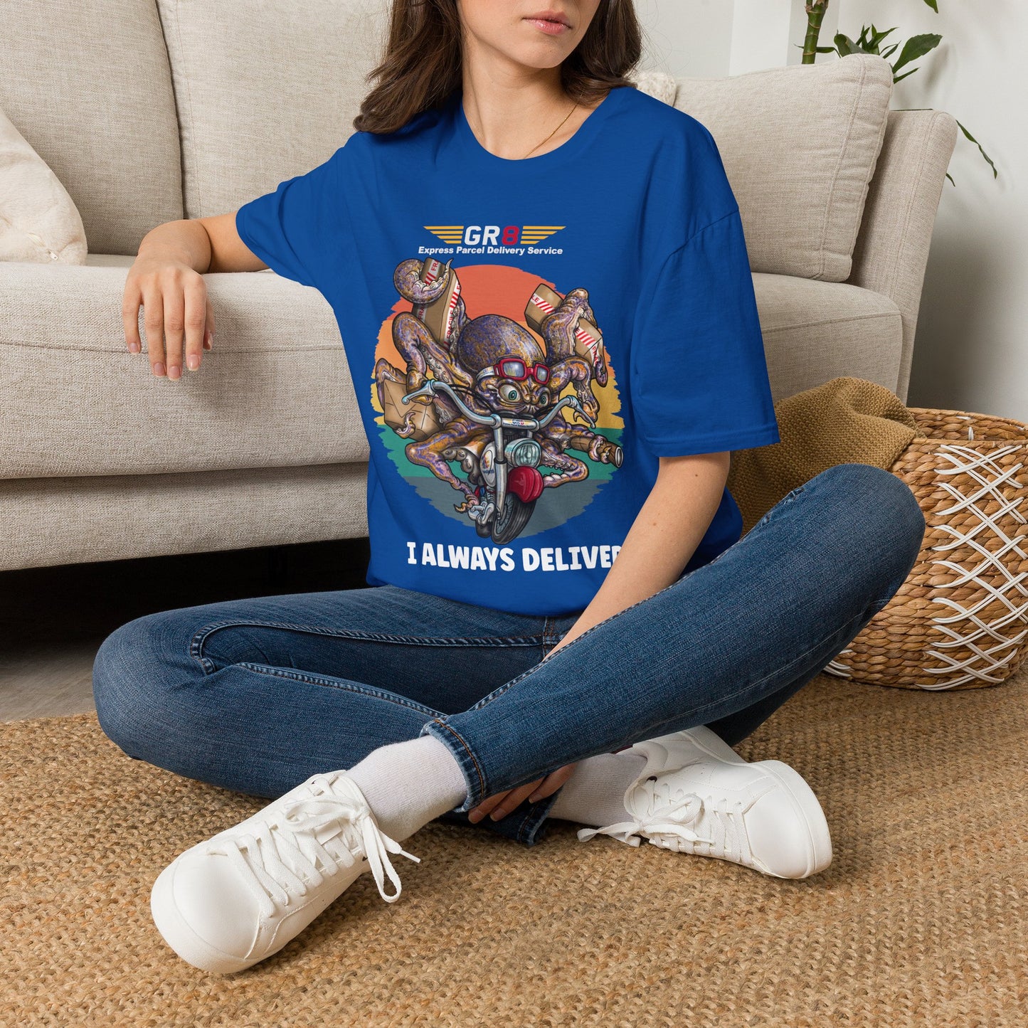 Delivery Octopus T-Shirt — "GR8 Express Parcel Delivery Service" Graphic Tee