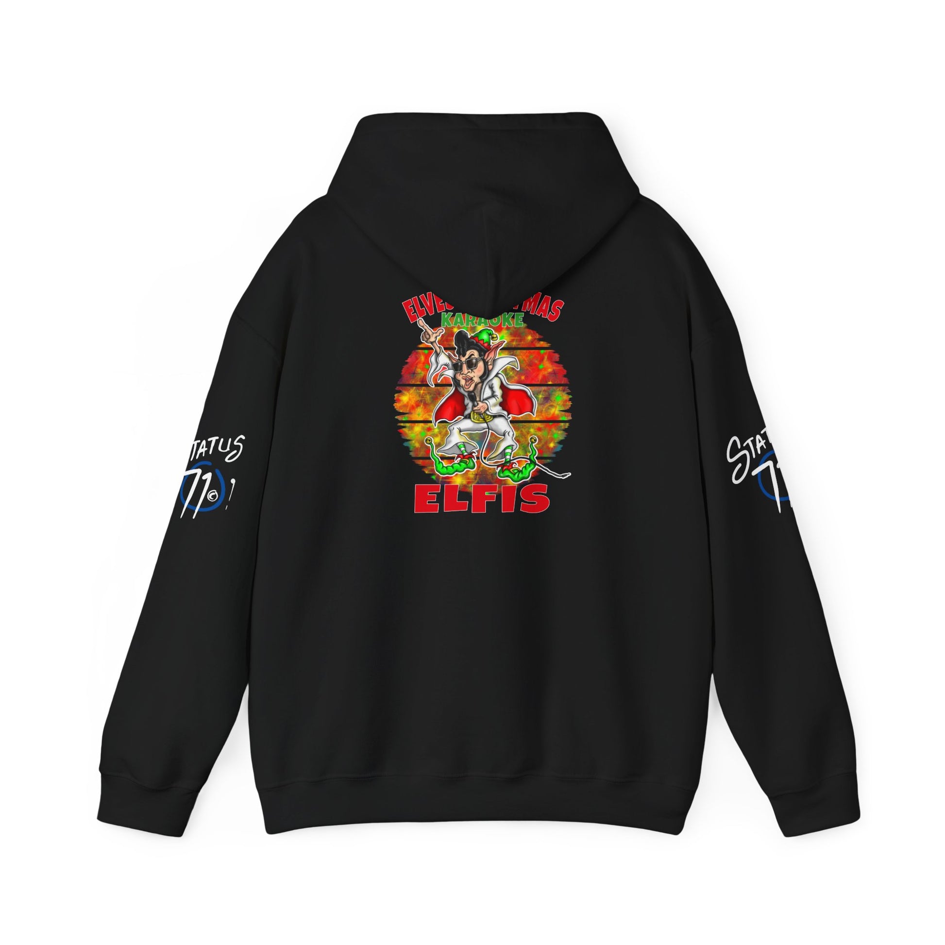 Christmas Elfis rock 'n' roll Elf Hoodie — “Elves karaoke party” Funny Holiday Pullover