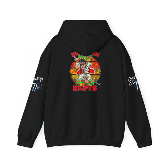 Christmas Elfis rock 'n' roll Elf Hoodie — “Elves karaoke party” Funny Holiday Pullover