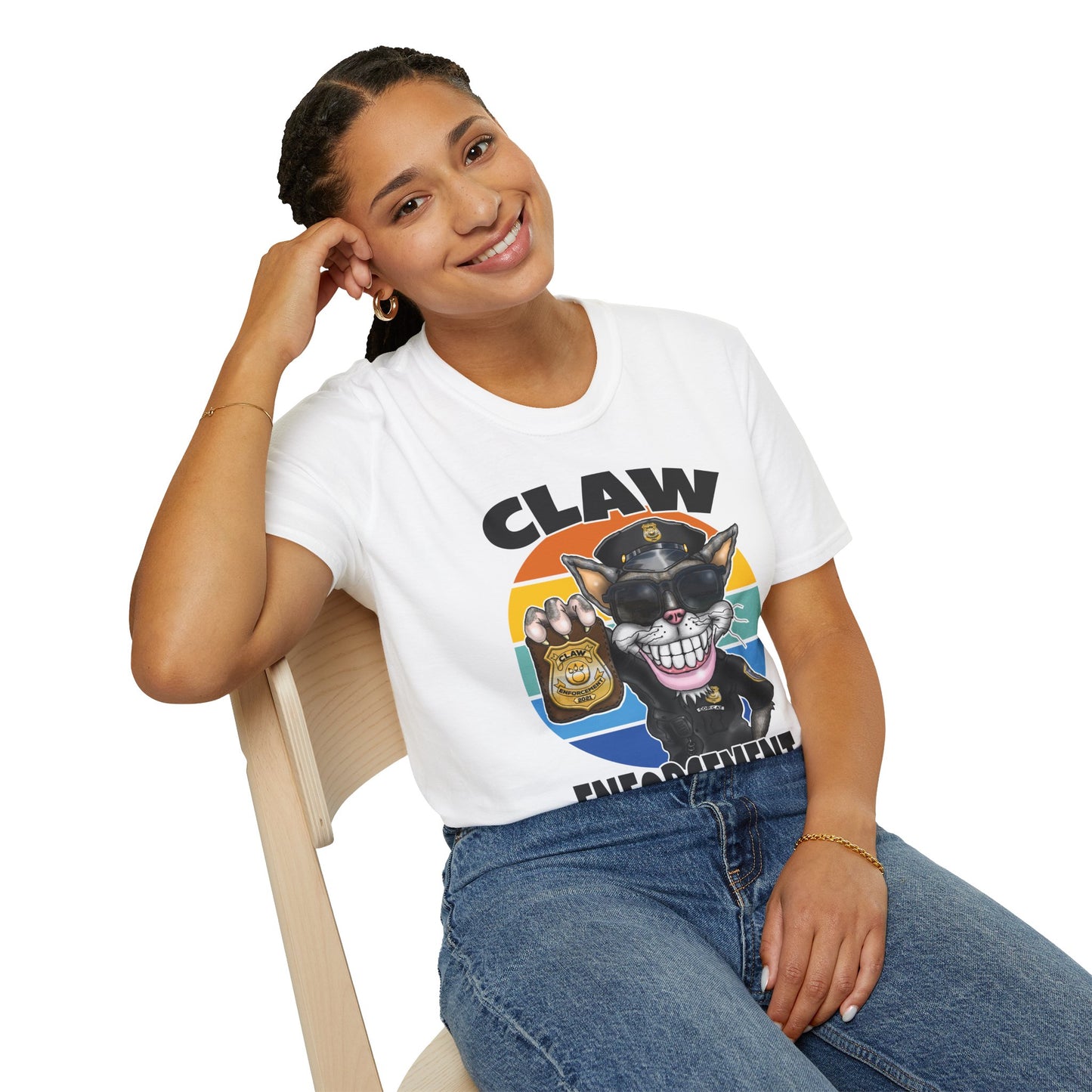 Claw Enforcement T-Shirt — Funny Police Cat Badge Tee