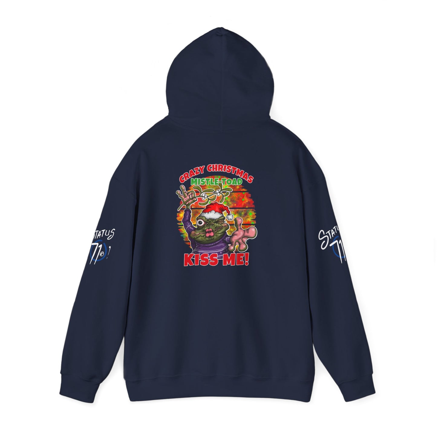 Christmas Mistle-toad Hoodie — “Kiss Me” mistletoe humor Funny Holiday Pullover