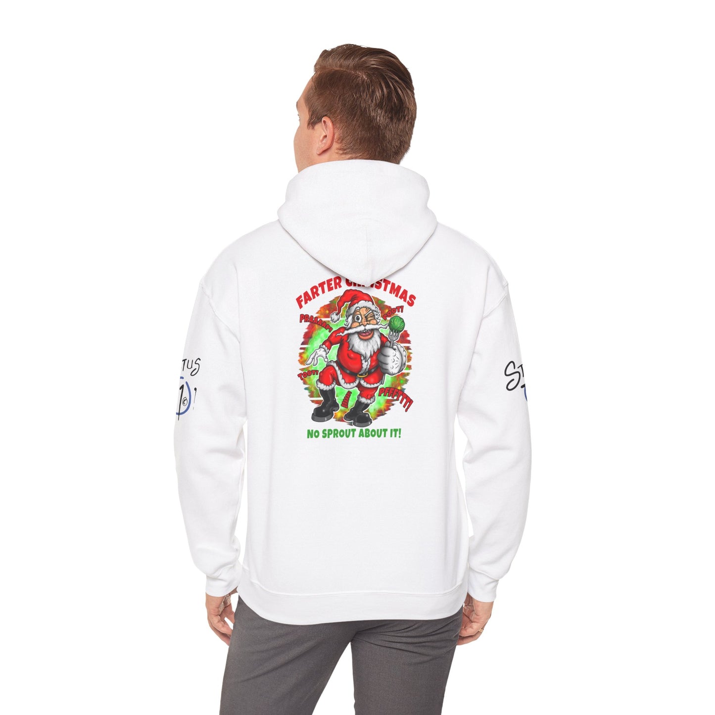 Farter Christmas Crazy Santa Hoodie — “No Sprout About It” Funny Holiday Pullover