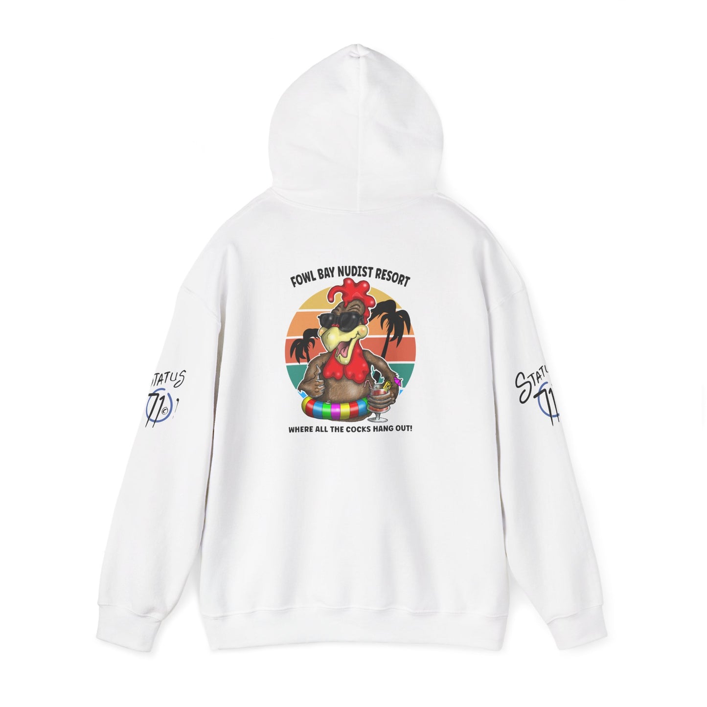 Funny Nudist Resort Hoodie — "Where All the Cocks Hang Out" Cheeky Summer Pullover