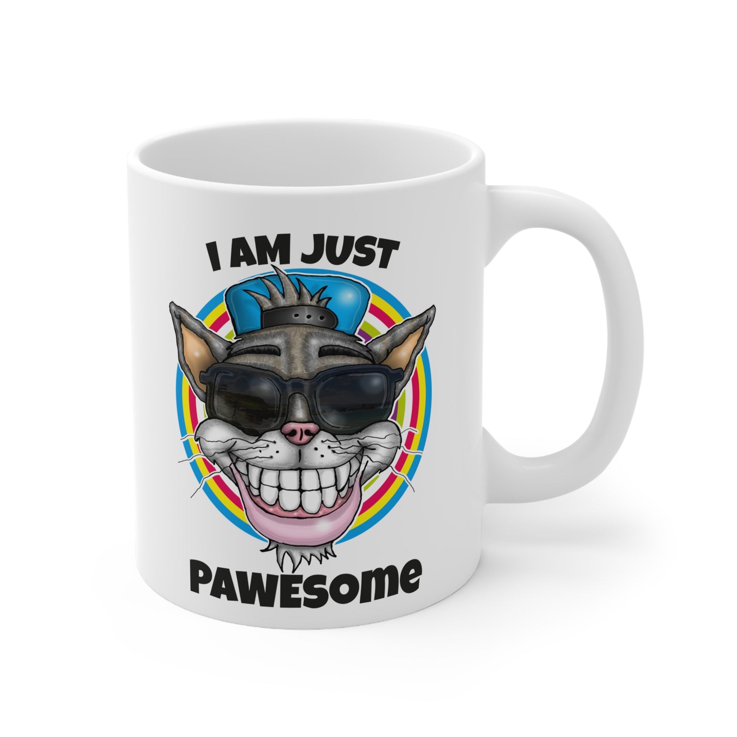 Pawesome Cat Mug — "I Am Just Pawesome" Funny Cat Coffee Cup, Novelty Gift for Cat Lovers