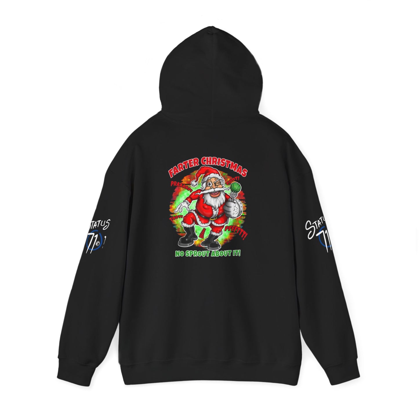 Farter Christmas Crazy Santa Hoodie — “No Sprout About It” Funny Holiday Pullover