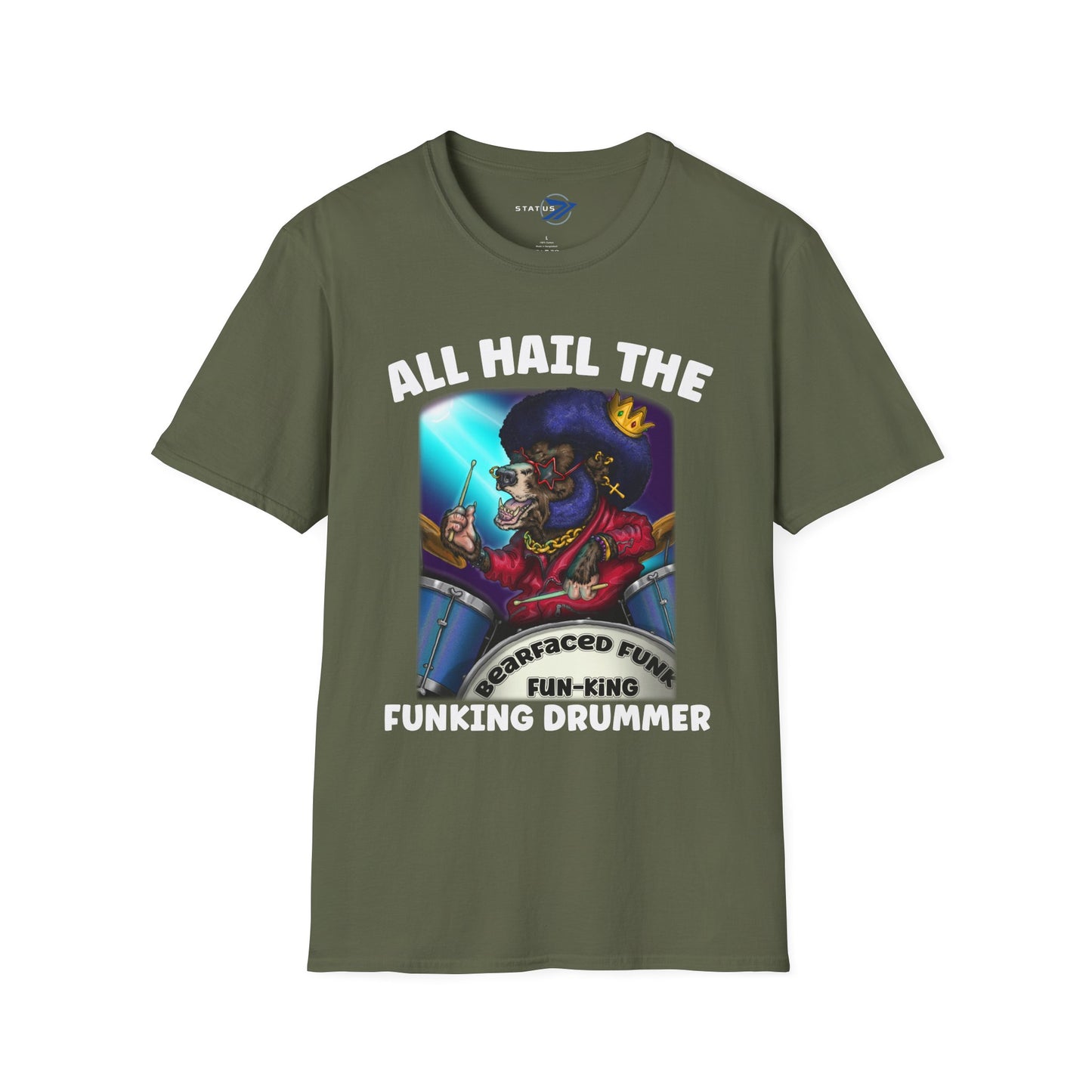 All Hail the Funking Drummer T-Shirt — Retro Funk Drum King Graphic Tee