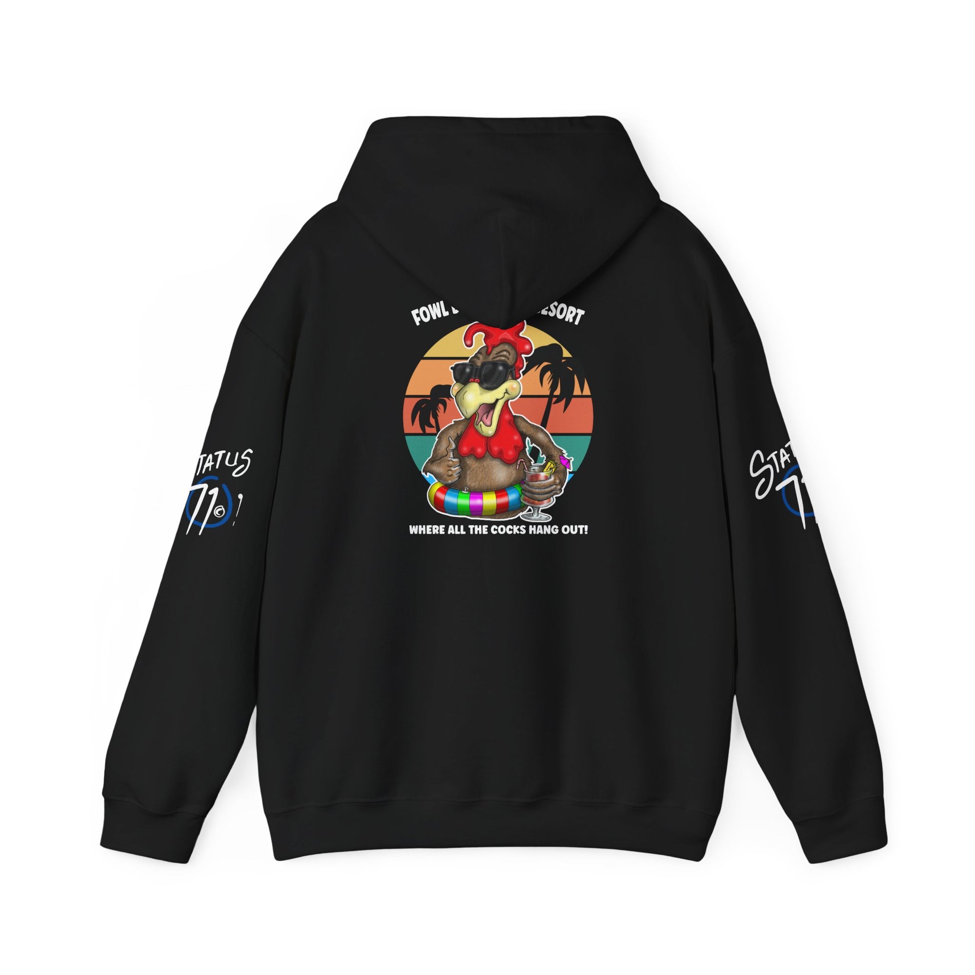 Funny Nudist Resort Hoodie — "Where All the Cocks Hang Out" Cheeky Summer Pullover