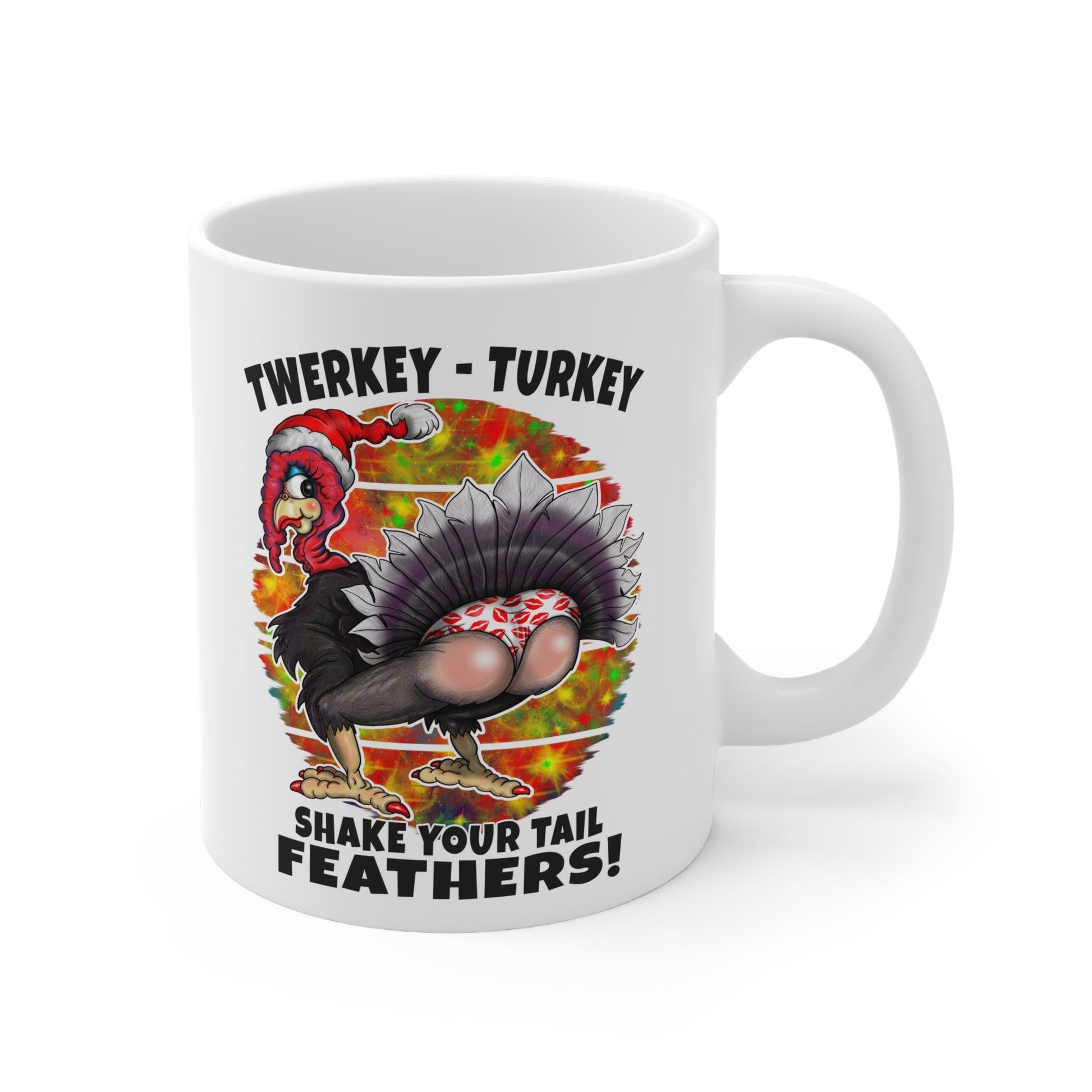 Funny Christmas Mug - "Twerkey Turkey: Shake Your Tail Feathers" 11oz Ceramic