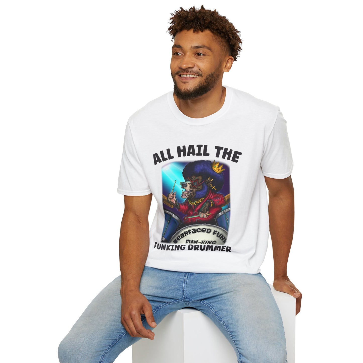 All Hail the Funking Drummer T-Shirt — Retro Funk Drum King Graphic Tee