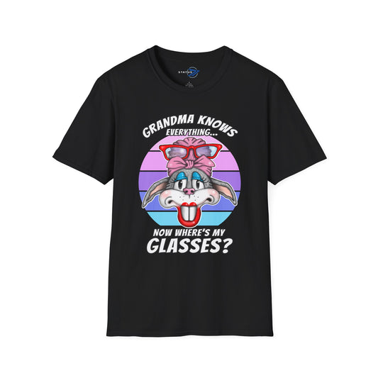 Grandma Knows Everything T-Shirt — Cute Bunny 'Now Where's My Glasses?' Gift