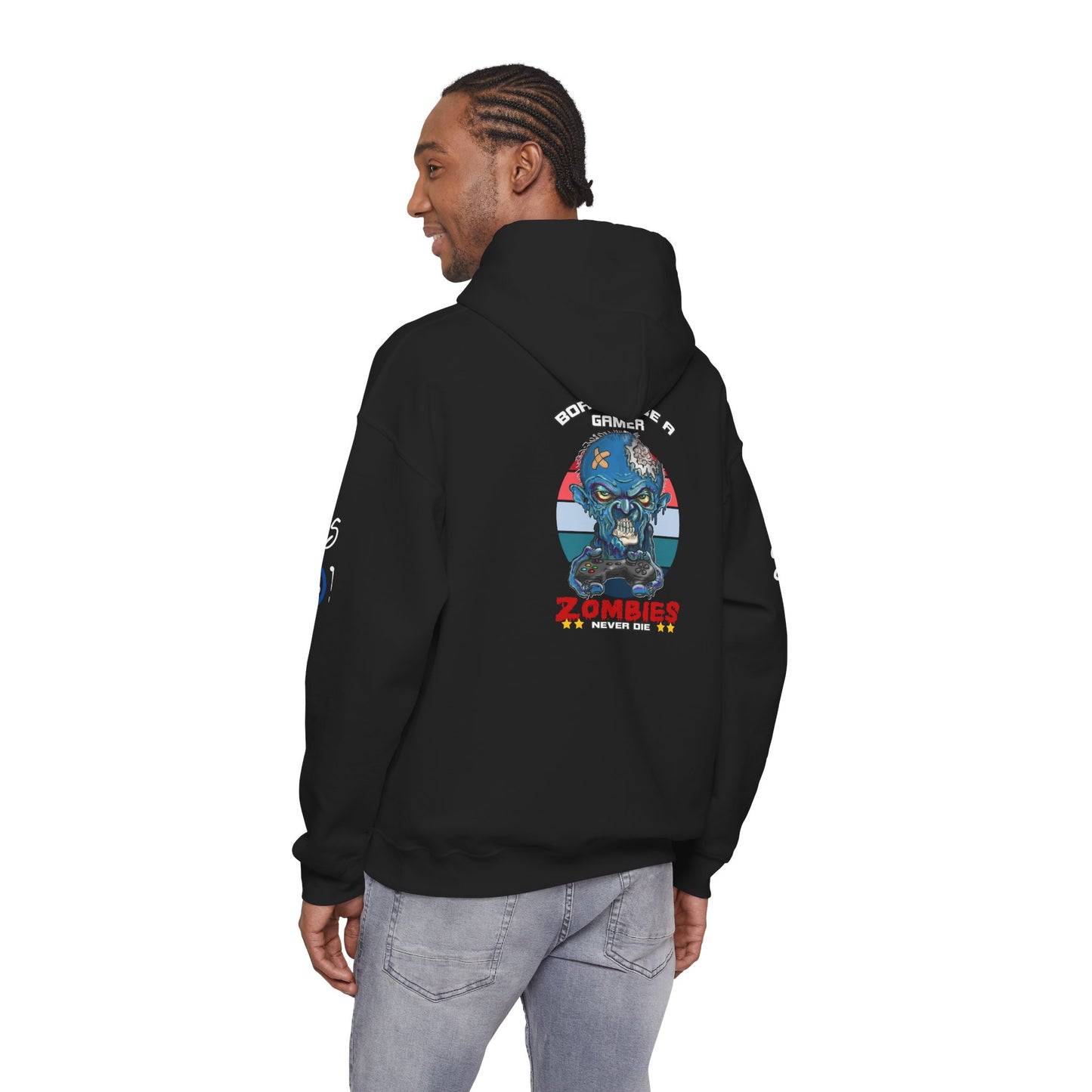 Funny Zombie Gaming Hoodie — Back Graphic Gaming Zombie Design