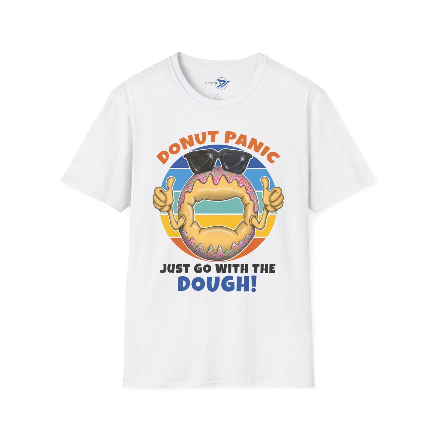 Donut Panic T-Shirt — "Just Go With The Dough" Funny Bakery Graphic Tee