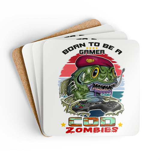Gamer COD Zombies Corkwood Coaster Set — 'Born to Be a Gamer' Video Game Drink Coasters