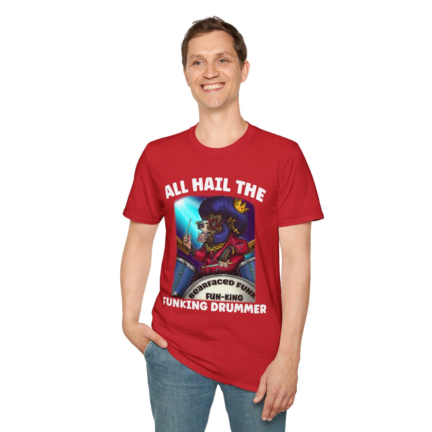 All Hail the Funking Drummer T-Shirt — Retro Funk Drum King Graphic Tee
