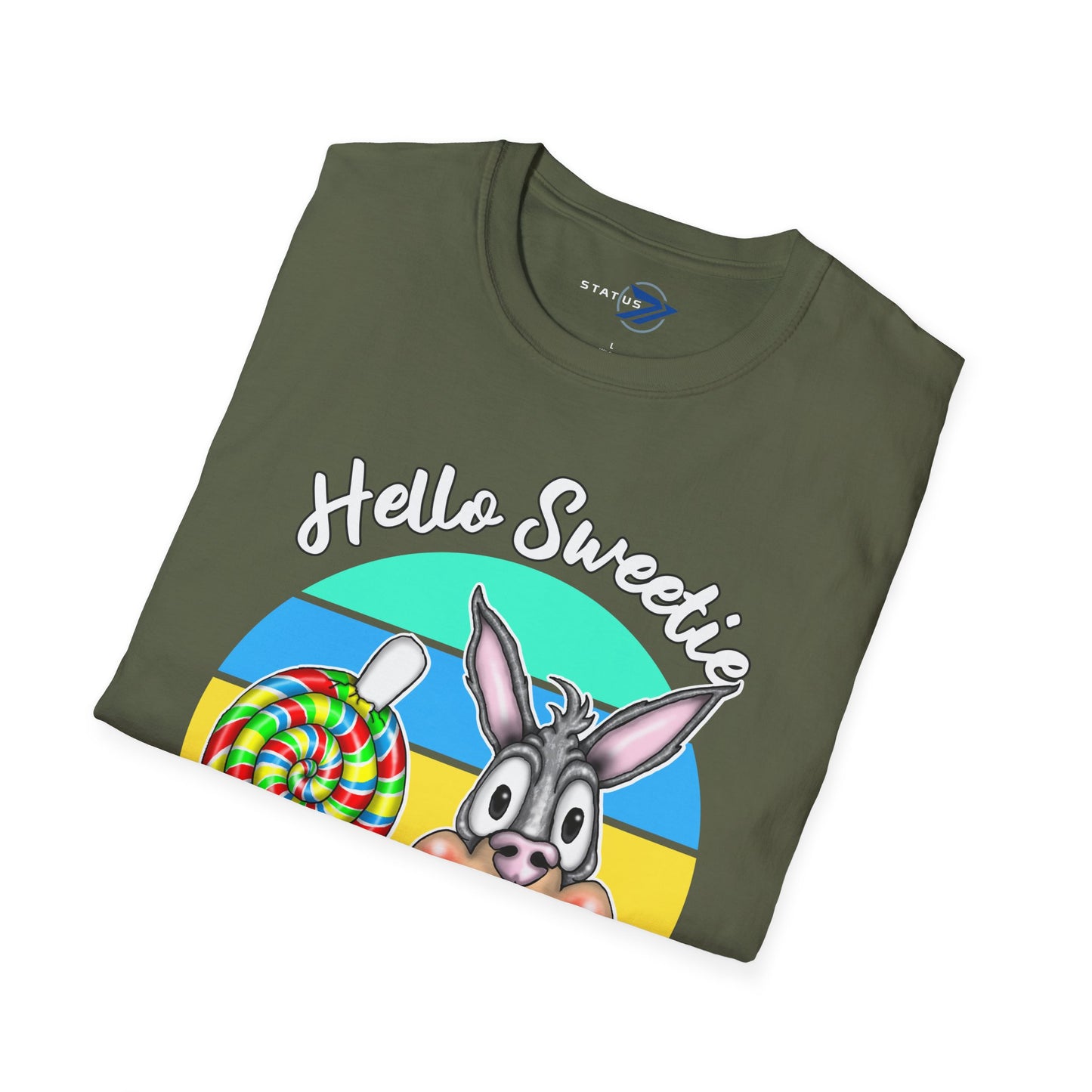 Hello Sweetie Bunny T-Shirt — Cute Rabbit with Lollipop Graphic