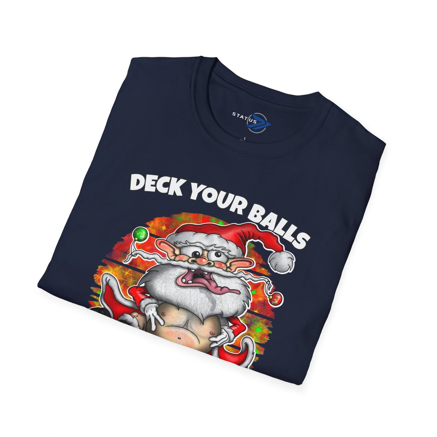 Funny Santa Christmas T-Shirt — "Deck Your Balls with Boughs of Holly" Holiday Tee