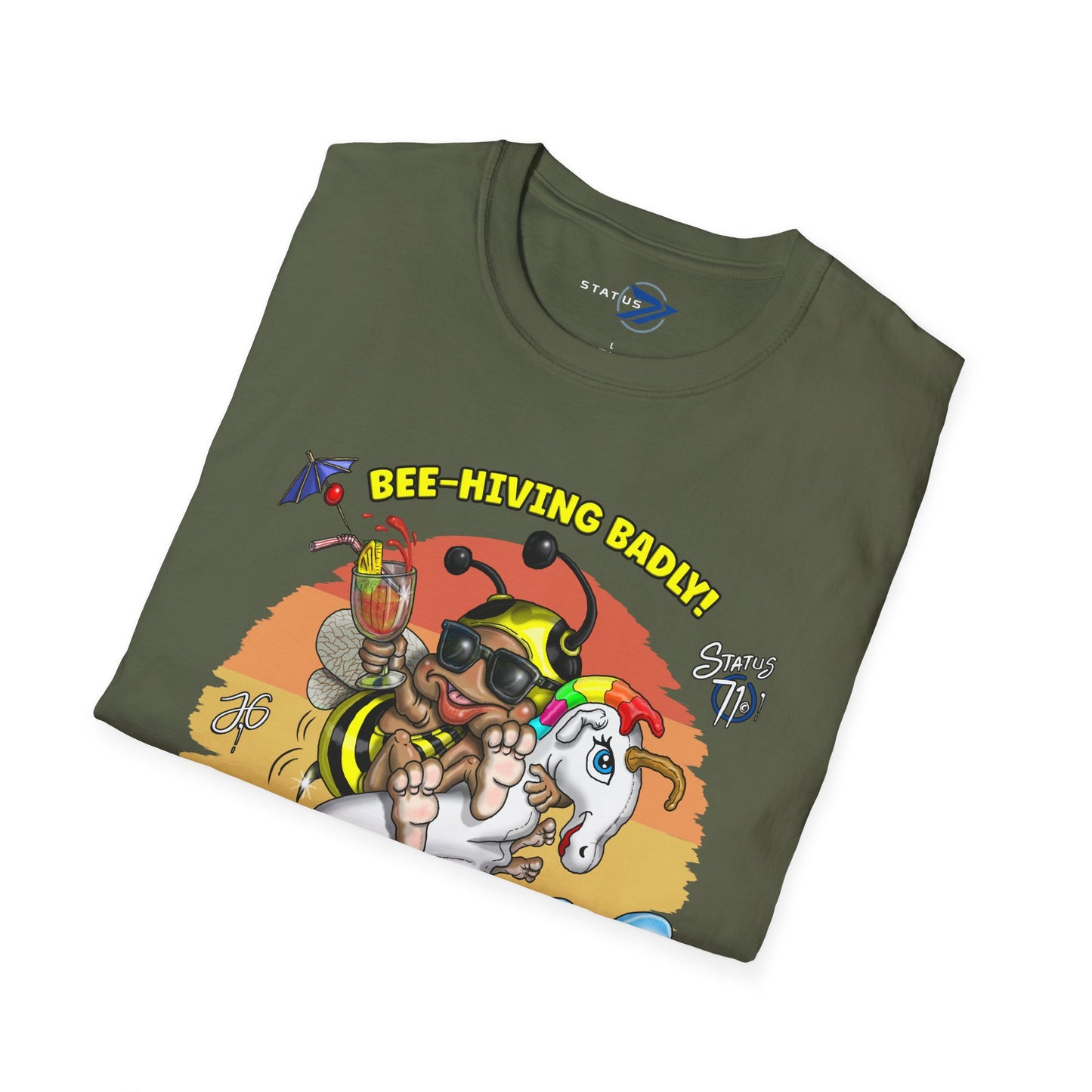 Summer Surf Party T‑Shirt — "Summer Time! Party Time!" Retro Surfing Bee Graphic