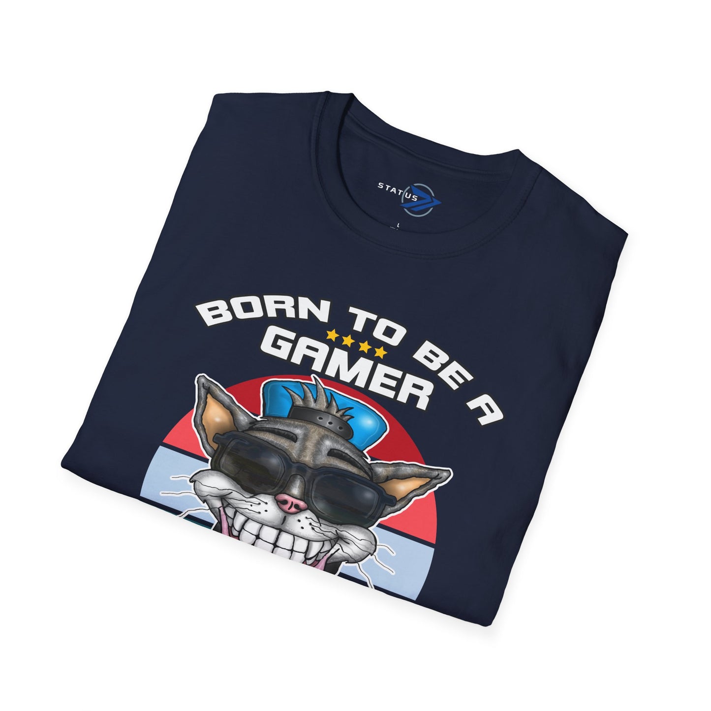 Gamer Cat T-Shirt – "Born to Be a Gamer" Retro Graphic (Lives: 9)
