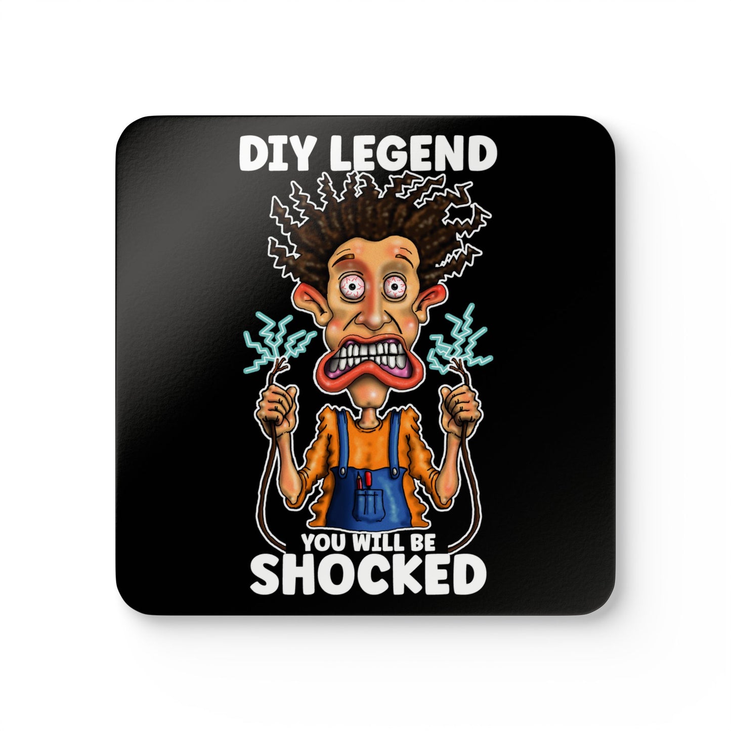 Cork Coaster Set – "DIY Legend You Will Be Shocked" Funny Electrician Humor Drink Coasters