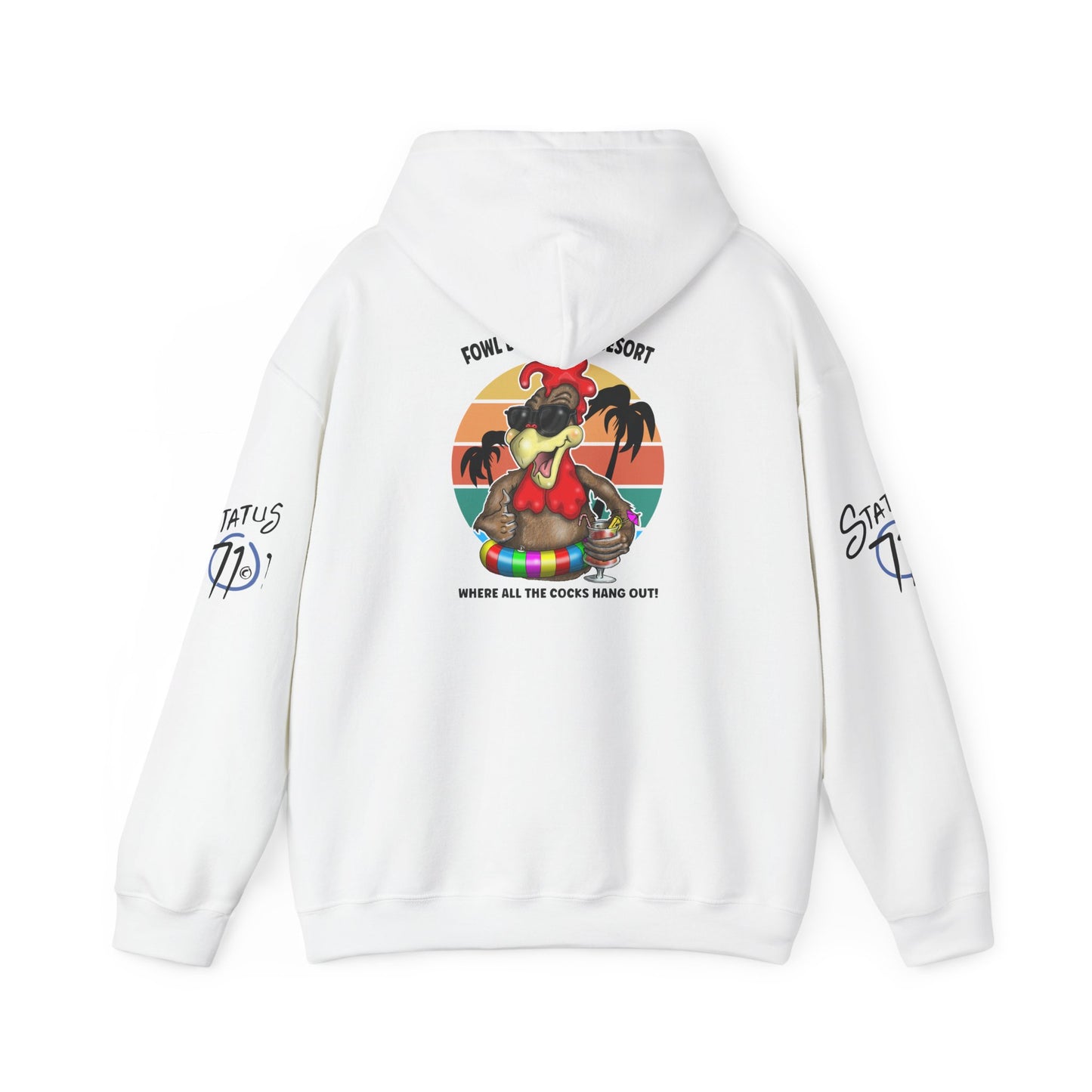 Funny Nudist Resort Hoodie — "Where All the Cocks Hang Out" Cheeky Summer Pullover