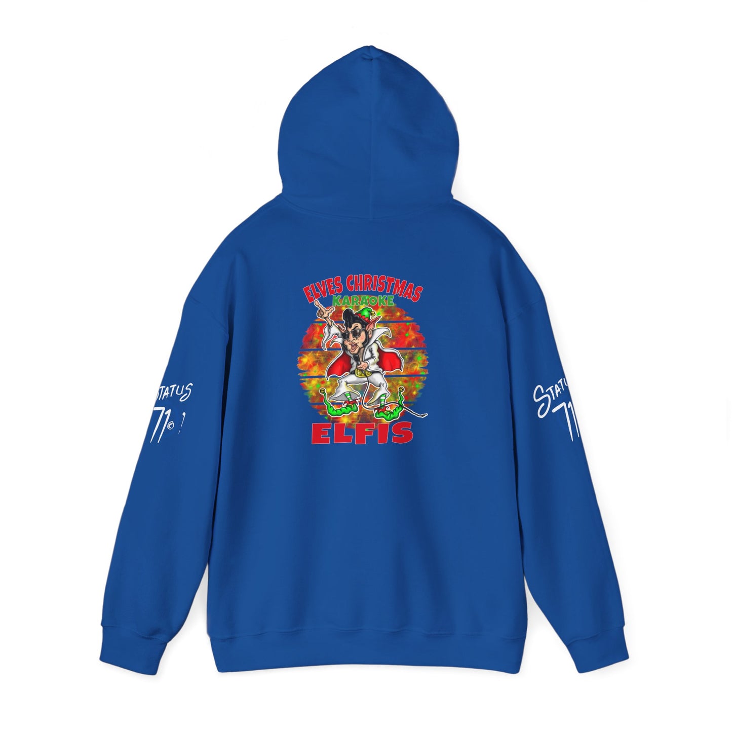Christmas Elfis rock 'n' roll Elf Hoodie — “Elves karaoke party” Funny Holiday Pullover